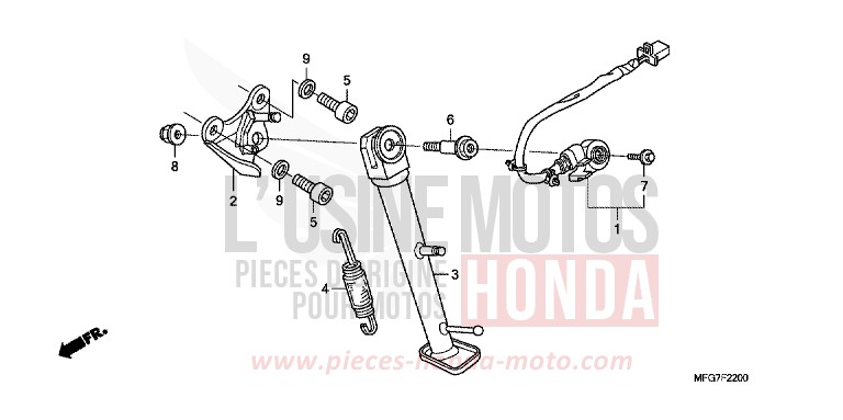 BEQUILLE de Hornet ABS PEARL COOL WHITE (NHA16) de 2008